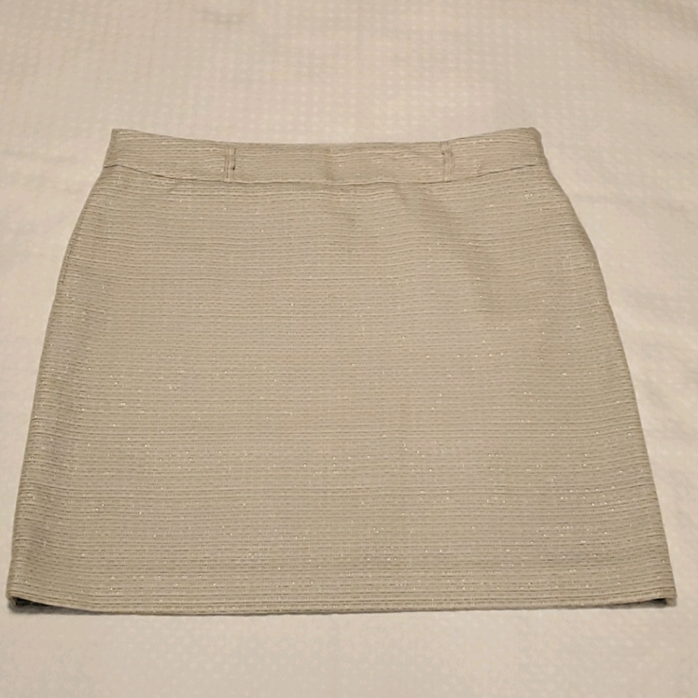 NWT Anne Klein Beige Skirt Gold Metallic